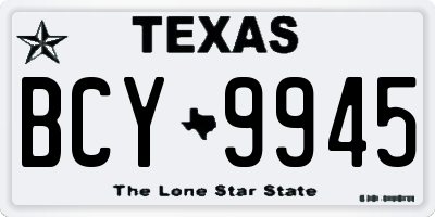 TX license plate BCY9945