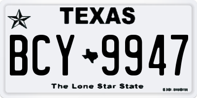 TX license plate BCY9947