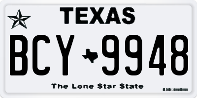 TX license plate BCY9948