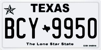 TX license plate BCY9950