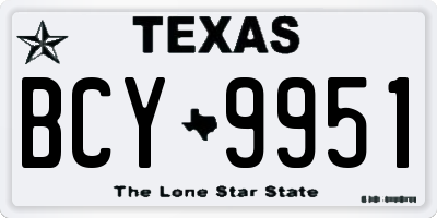 TX license plate BCY9951