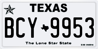 TX license plate BCY9953