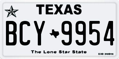 TX license plate BCY9954