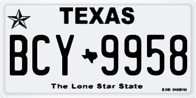 TX license plate BCY9958