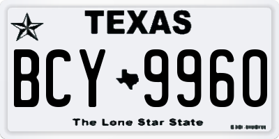 TX license plate BCY9960