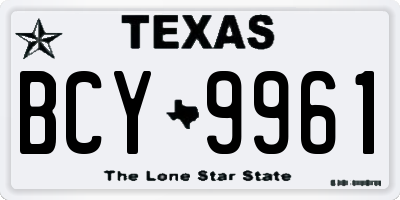TX license plate BCY9961