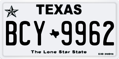 TX license plate BCY9962