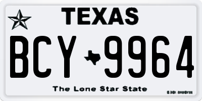 TX license plate BCY9964