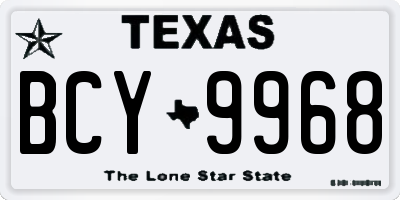 TX license plate BCY9968