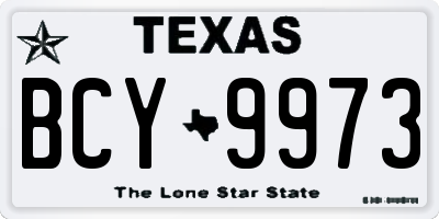 TX license plate BCY9973