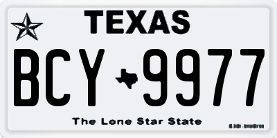 TX license plate BCY9977