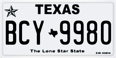 TX license plate BCY9980