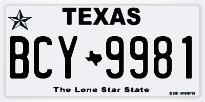 TX license plate BCY9981