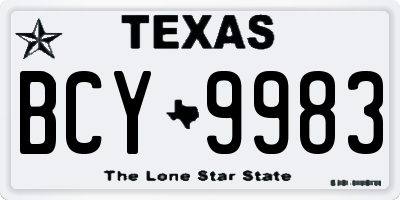 TX license plate BCY9983