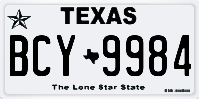 TX license plate BCY9984