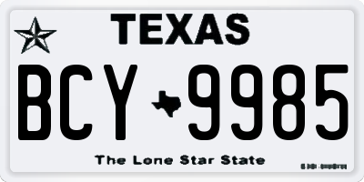 TX license plate BCY9985