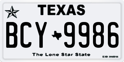 TX license plate BCY9986