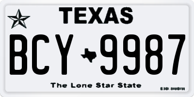 TX license plate BCY9987