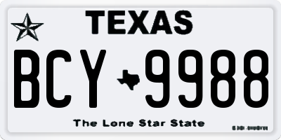 TX license plate BCY9988