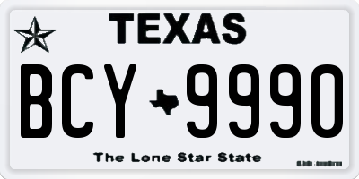 TX license plate BCY9990