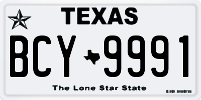 TX license plate BCY9991