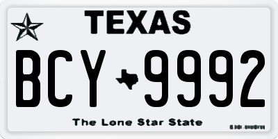 TX license plate BCY9992