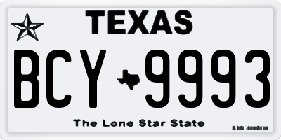 TX license plate BCY9993