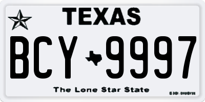TX license plate BCY9997