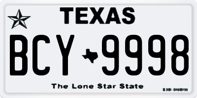 TX license plate BCY9998