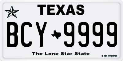 TX license plate BCY9999