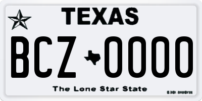 TX license plate BCZ0000