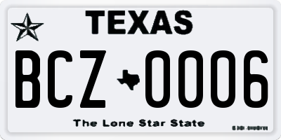 TX license plate BCZ0006