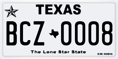 TX license plate BCZ0008