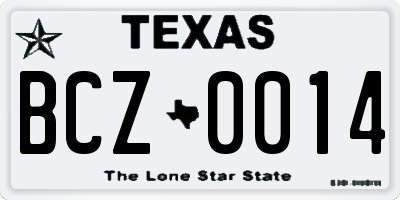TX license plate BCZ0014