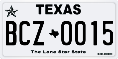 TX license plate BCZ0015