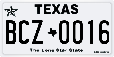 TX license plate BCZ0016
