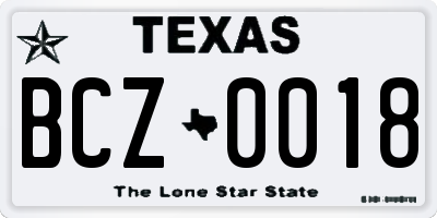 TX license plate BCZ0018