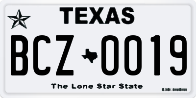 TX license plate BCZ0019
