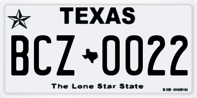 TX license plate BCZ0022