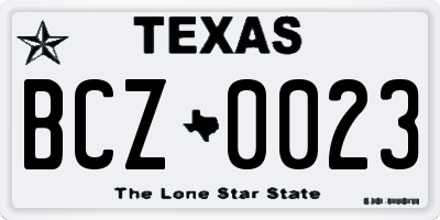 TX license plate BCZ0023