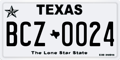 TX license plate BCZ0024