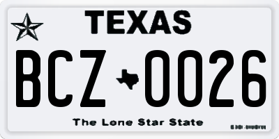 TX license plate BCZ0026