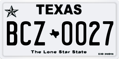 TX license plate BCZ0027