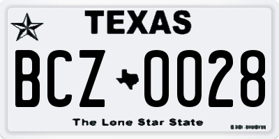 TX license plate BCZ0028