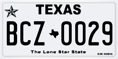 TX license plate BCZ0029