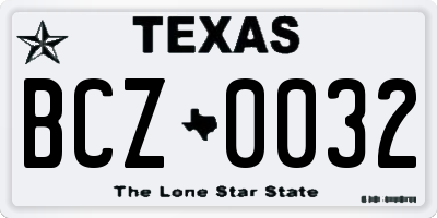 TX license plate BCZ0032