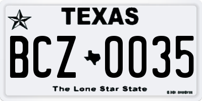 TX license plate BCZ0035