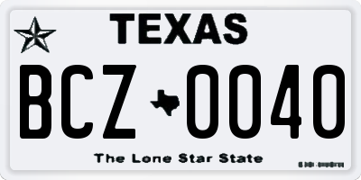 TX license plate BCZ0040
