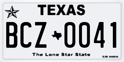 TX license plate BCZ0041