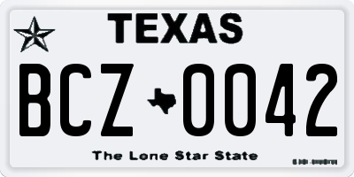 TX license plate BCZ0042